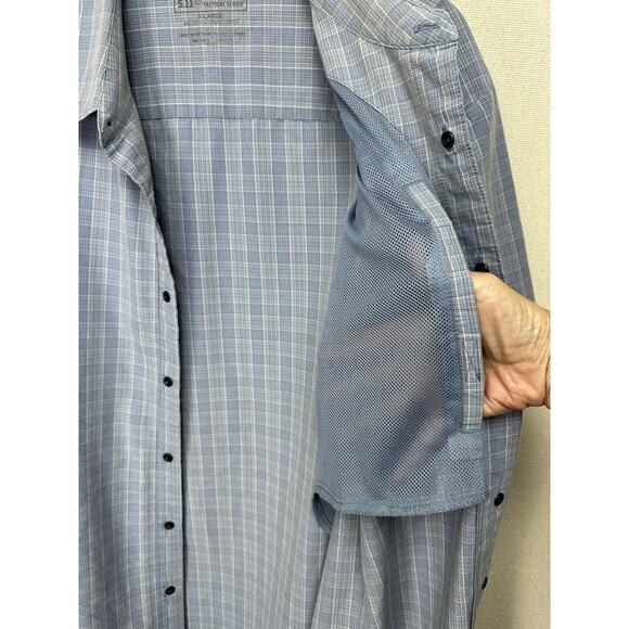 5.11 Tactical Series Shirt Mens XL Blue Plaid Performance Snap Up Lightweight - Picture 8 of 12